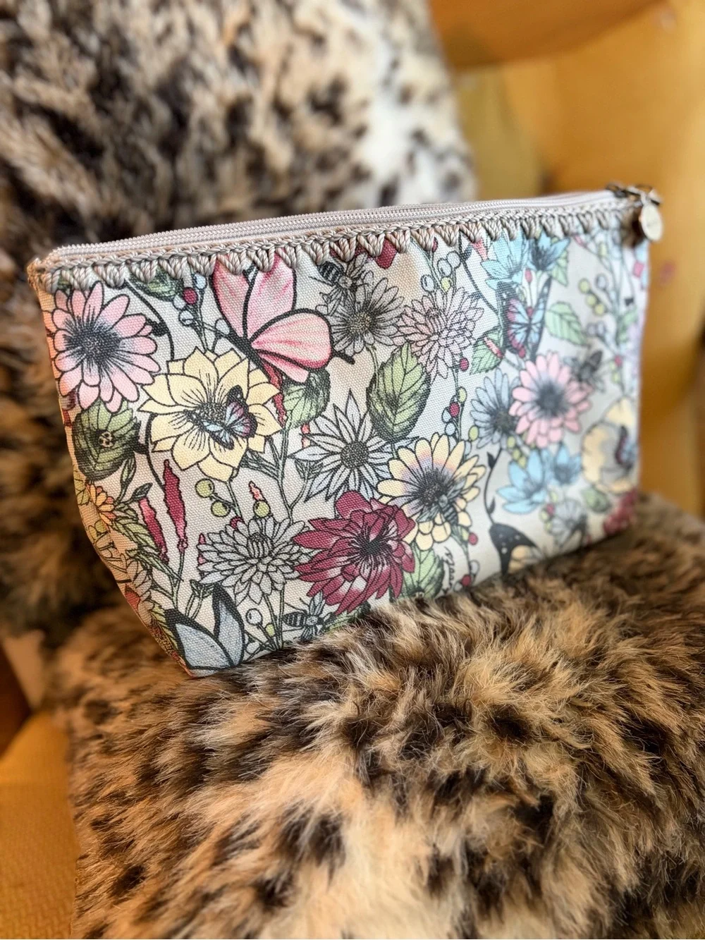 Sakroots Floral Canvas Cosmetic Bag in Beige, Pink, Yellow, Blue, Green #1262